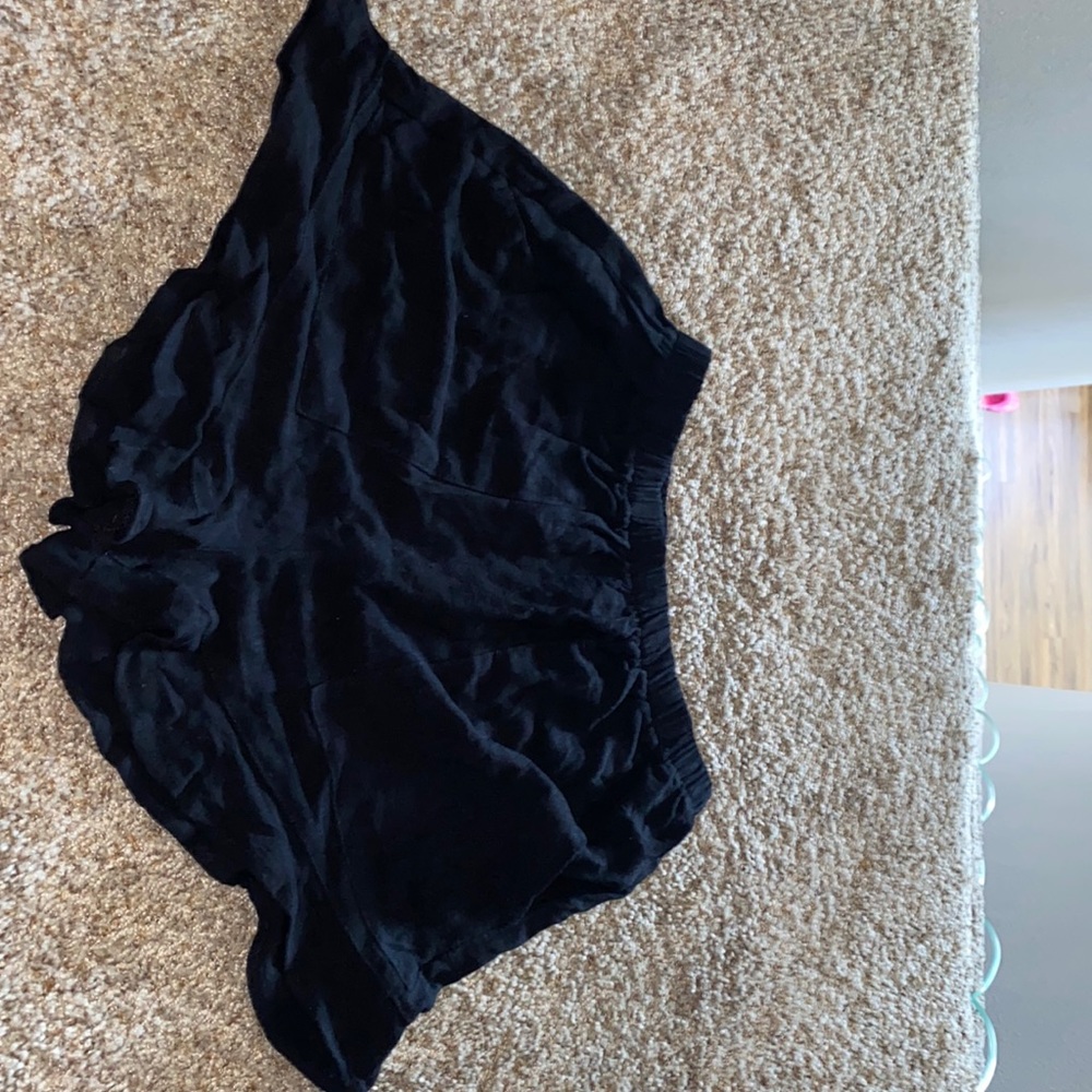 Black cotton flowy shorts